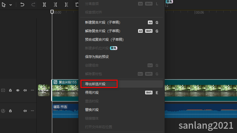 导出所选片段
