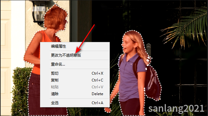 更改为不透明蒙版